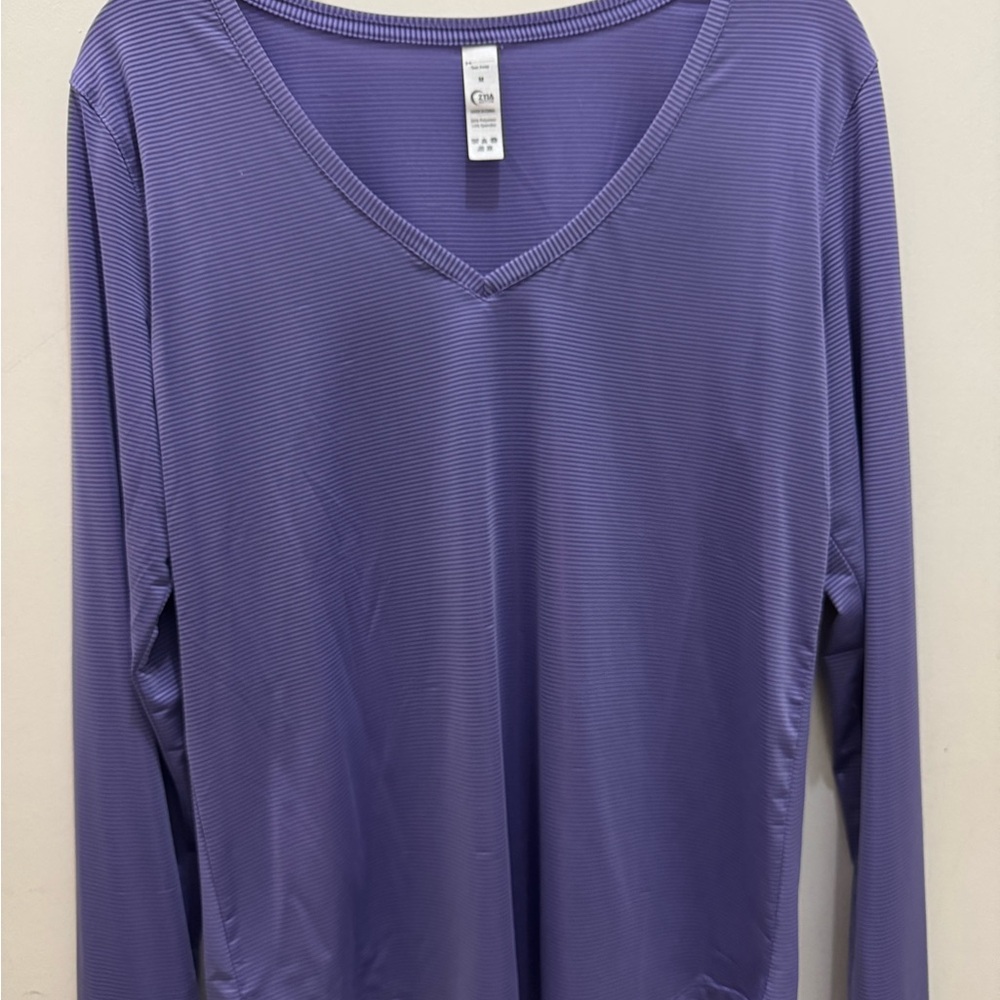 Zyia Active Purple Long Sleeve Subtle Stripe Shirt NWOT